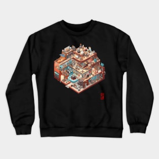 Isometric cat house Crewneck Sweatshirt